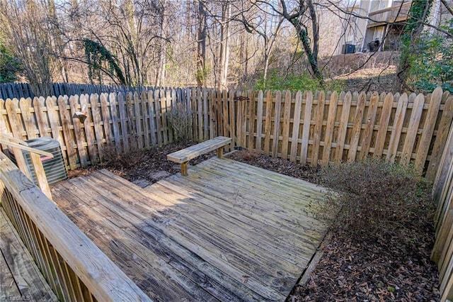 wooden deck with central AC unit