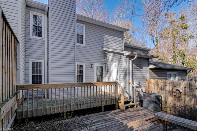 wooden deck with central AC