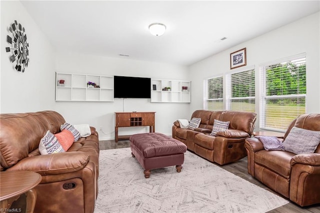 living area with wood finished floors