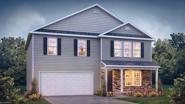 view of front facade with a garage