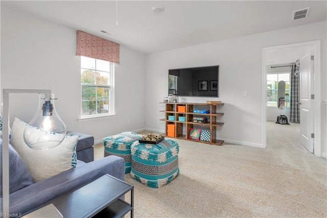 living room featuring carpet floors