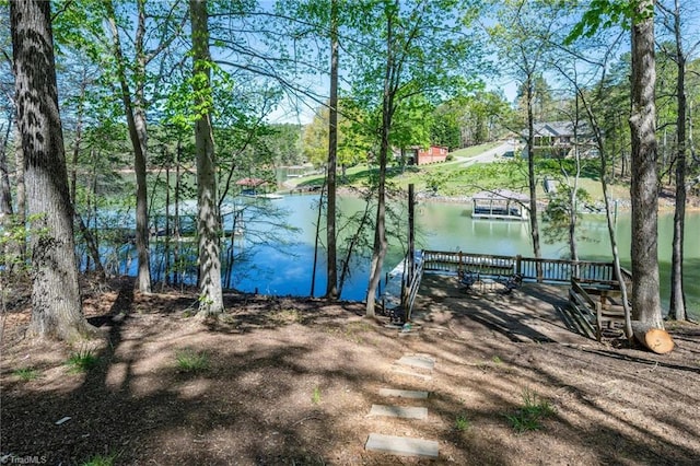 179 Abington Ln, Troutman, NC 28166 - dock area featuring a water view and view of wooded area