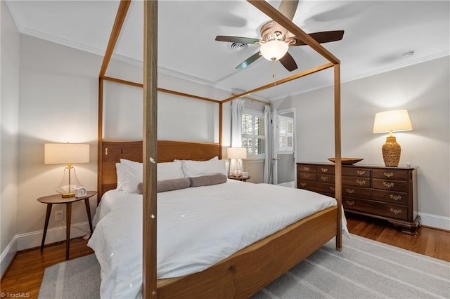 1603 Ilchester Ct, Greensboro, NC 27408 - bedroom with ornamental molding, wood finished floors, and ceiling fan