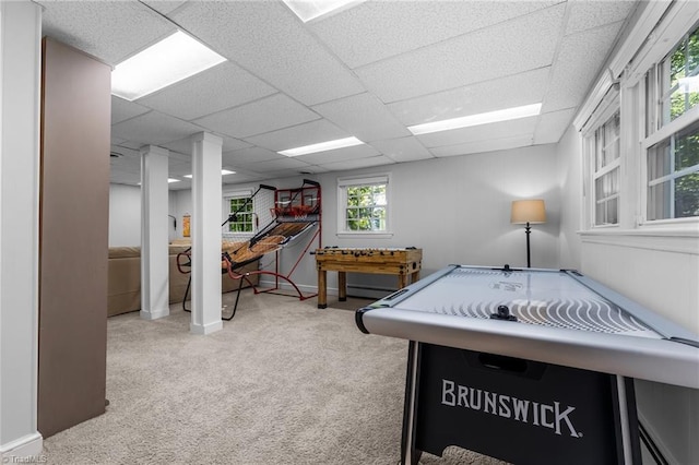 1603 Ilchester Ct, Greensboro, NC 27408 - recreation room with carpet and a paneled ceiling