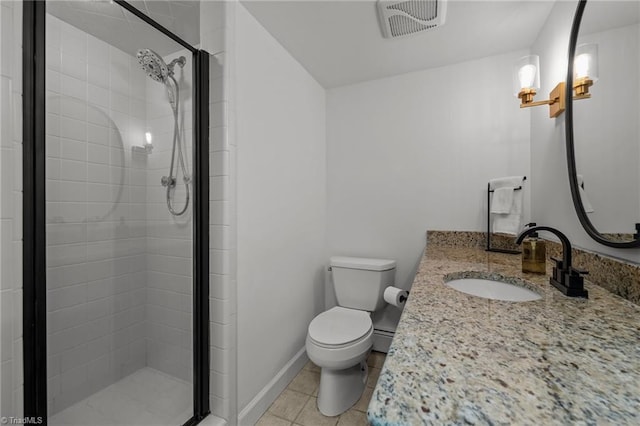 1603 Ilchester Ct, Greensboro, NC 27408 - full bath featuring a shower stall, vanity, tile patterned flooring, and baseboard heating