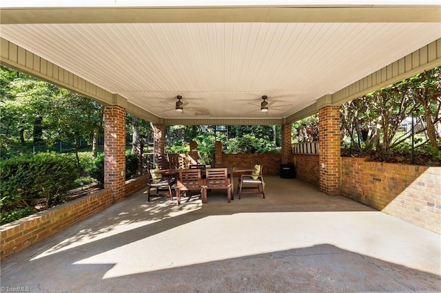 1603 Ilchester Ct, Greensboro, NC 27408 - view of patio featuring a ceiling fan and an outdoor living space
