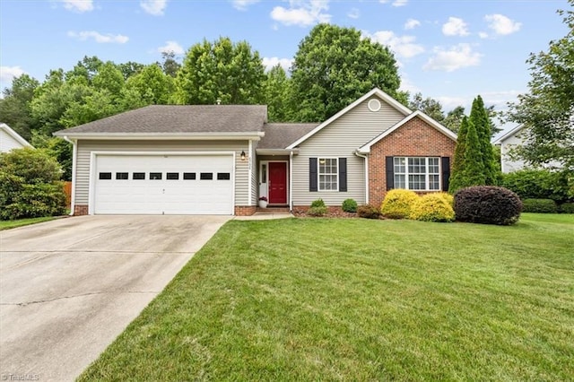 6796 Ironwood Cir, Greensboro, NC 27410 - ranch-style home with a garage, driveway, and a front yard