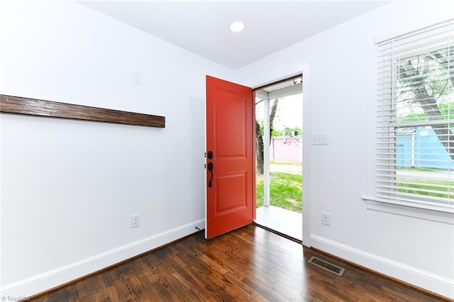 entrance foyer featuring dark wood-type flooring