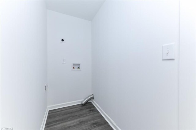 laundry area featuring dark hardwood / wood-style flooring, hookup for a washing machine, and hookup for an electric dryer