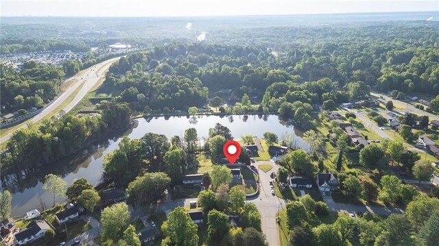 3227 Loftyview Dr, High Point, NC 27260 - birds eye view of property with a water view and a forest view