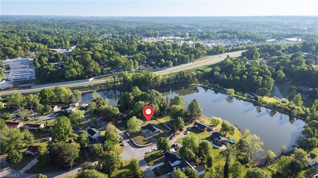 3227 Loftyview Dr, High Point, NC 27260 - bird's eye view with a water view and a wooded view