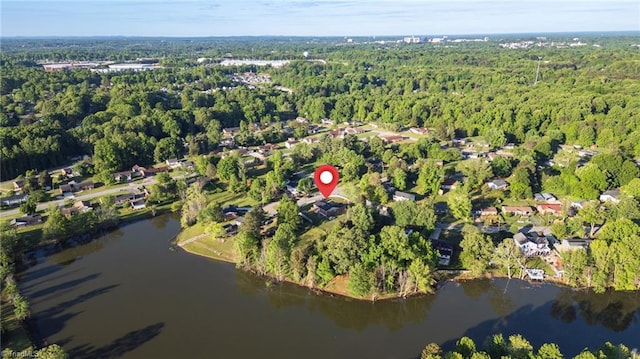 3227 Loftyview Dr, High Point, NC 27260 - birds eye view of property featuring a forest view and a water view