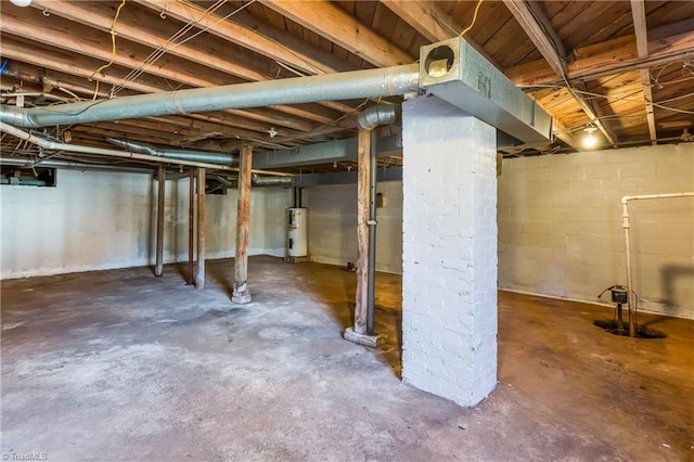 basement with electric water heater