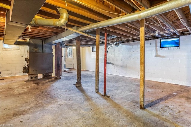 basement with heating unit