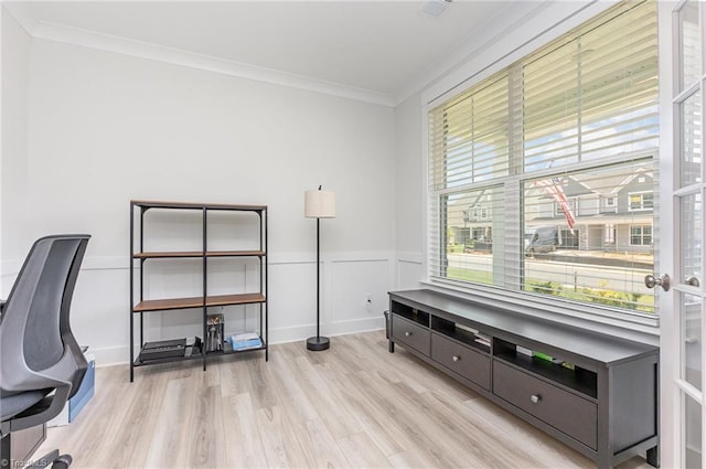 1515 Peabody Ct, Mebane, NC 27302 - office area featuring light wood-style floors and ornamental molding