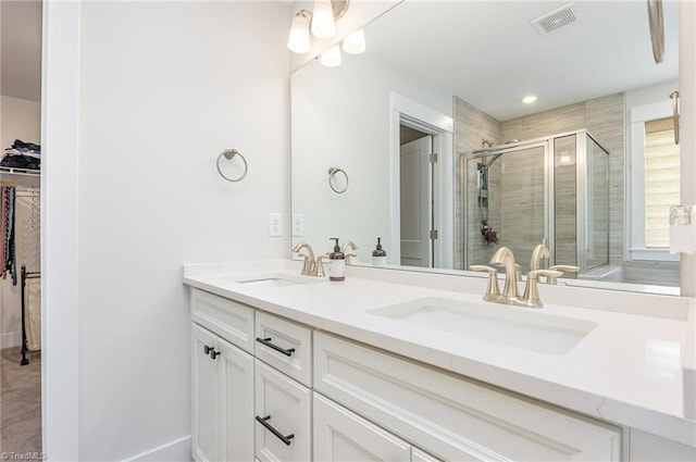1515 Peabody Ct, Mebane, NC 27302 - full bathroom with double vanity and a shower stall