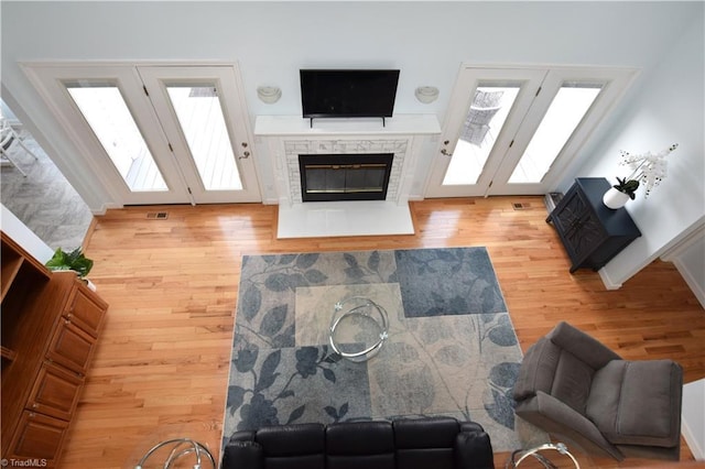 living room with hardwood / wood-style flooring