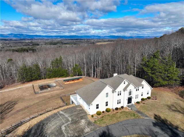 bird's eye view with a mountain view