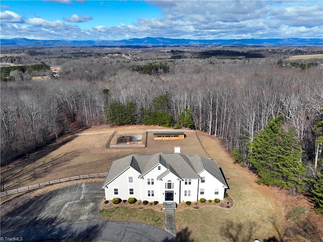 birds eye view of property featuring a mountain view