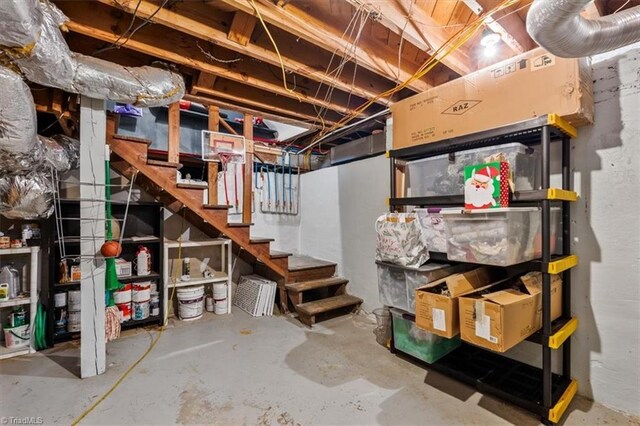 unfinished basement with stairs