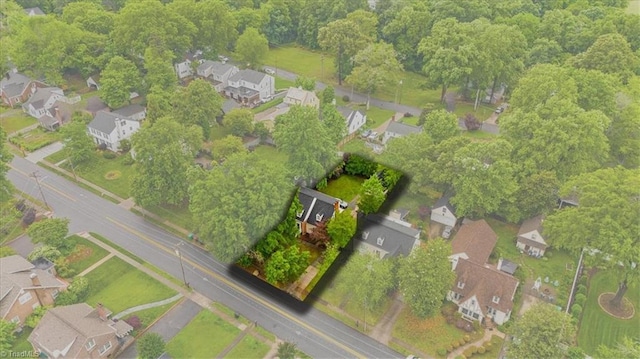 aerial perspective of suburban area with property parcel outlined