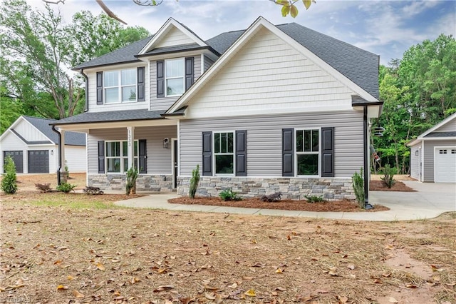 1333 Union Cross Rd, Kernersville, NC 27284 - craftsman-style house with an outbuilding, stone siding, and a shingled roof
