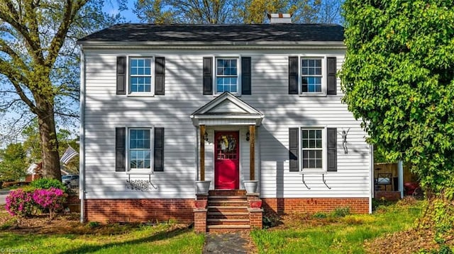 colonial house with a chimney