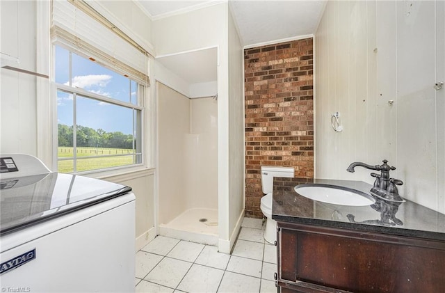 306 Pratt Rd, Dobson, NC 27017 - full bathroom featuring washer / clothes dryer, tile patterned floors, a stall shower, and vanity