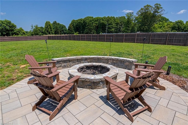 3609 Wesley Point Dr, Browns Summit, NC 27214 - fenced backyard with a fire pit and a patio