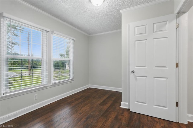 4624 Circle Dr, Winston-Salem, NC 27105 - spare room with dark wood finished floors, a textured ceiling, and ornamental molding