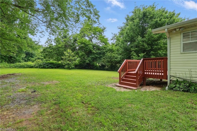 4624 Circle Dr, Winston-Salem, NC 27105 - view of green lawn featuring a wooden deck