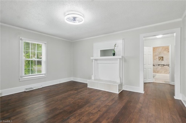 4624 Circle Dr, Winston-Salem, NC 27105 - unfurnished room with a textured ceiling, crown molding, and dark wood finished floors