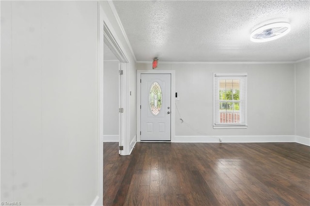 4624 Circle Dr, Winston-Salem, NC 27105 - foyer with a textured ceiling, wood finished floors, and ornamental molding