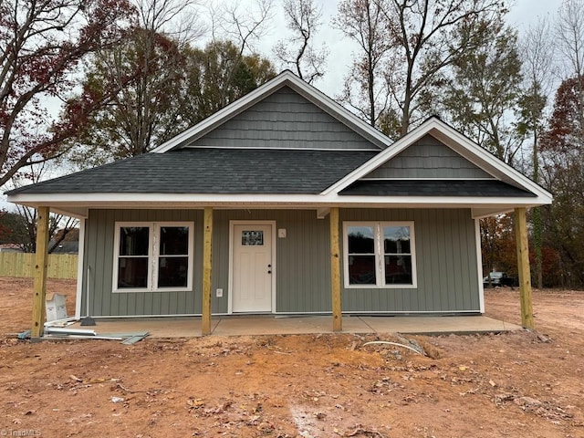 view of front facade featuring covered porch