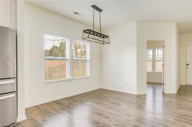 unfurnished dining area with wood-type flooring