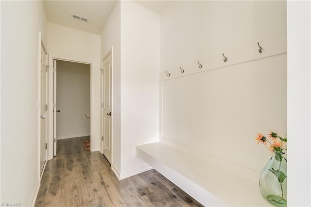 mudroom with hardwood / wood-style floors