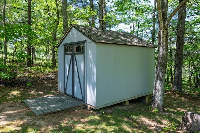 view of shed