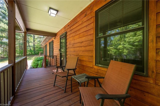 wooden deck with covered porch