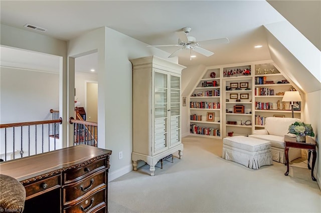 925 Salem Glen Ct, Clemmons, NC 27012 - living area featuring a ceiling fan, carpet floors, recessed lighting, and an upstairs landing