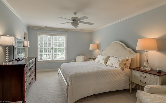 925 Salem Glen Ct, Clemmons, NC 27012 - bedroom with light carpet, crown molding, and a ceiling fan