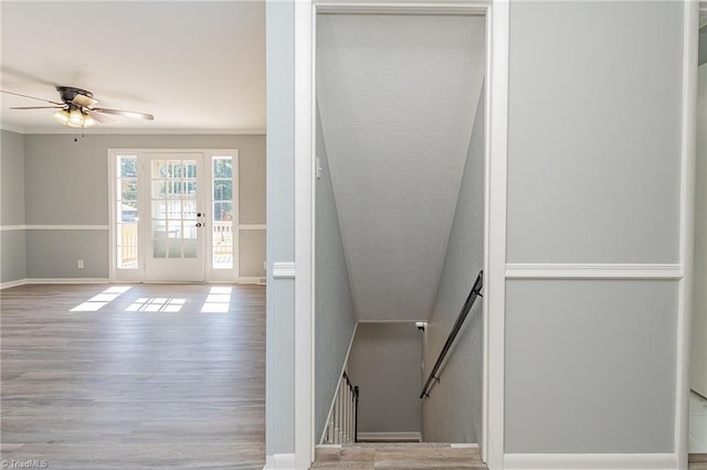 interior space featuring ceiling fan and light hardwood / wood-style floors