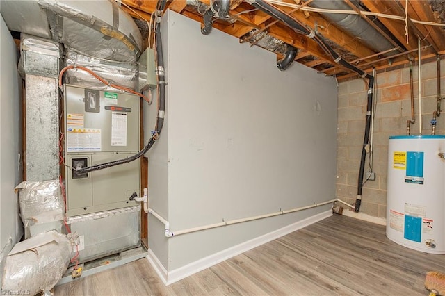 utility room with water heater