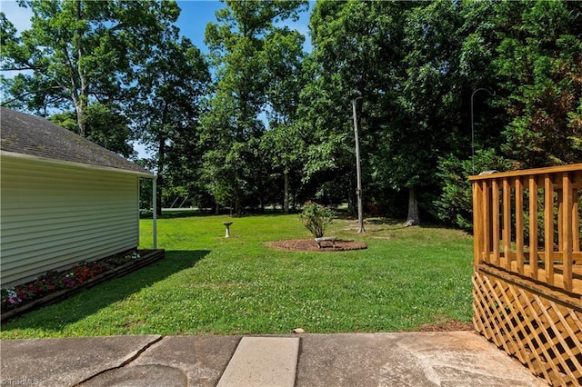7090 Reynolda Rd, Pfafftown, NC 27040 - view of grassy yard with a wooden deck