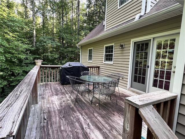 deck with a grill