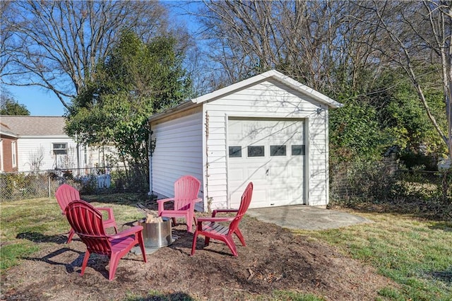 garage featuring a yard