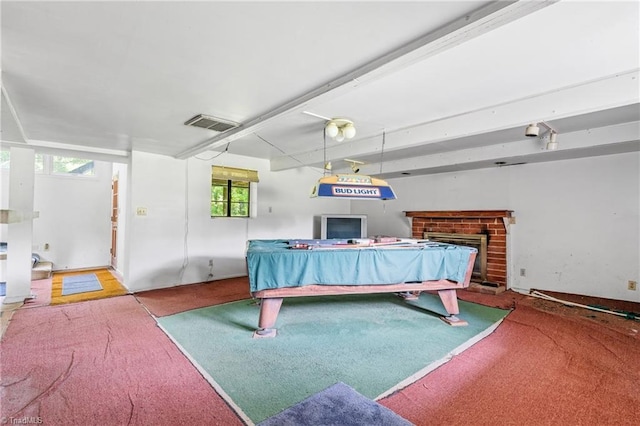 3542 Wayne White Rd, Climax, NC 27233 - recreation room with carpet and a fireplace