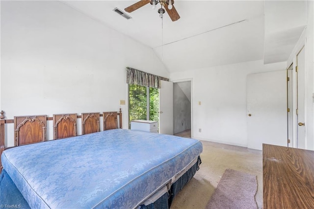 3542 Wayne White Rd, Climax, NC 27233 - carpeted bedroom featuring vaulted ceiling and ceiling fan