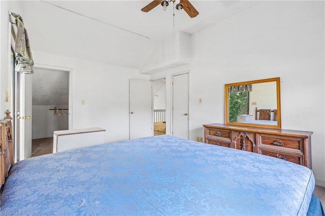 3542 Wayne White Rd, Climax, NC 27233 - bedroom featuring lofted ceiling and ceiling fan