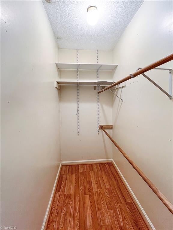 walk in closet with light wood-type flooring