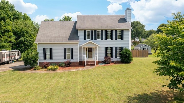 131 Hickory Creek Ct, Winston-Salem, NC 27107 - colonial inspired home featuring a chimney, crawl space, and roof with shingles